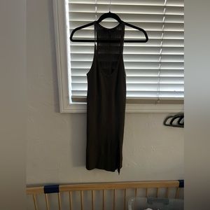 Olive green bcbg knit dress thigh slit